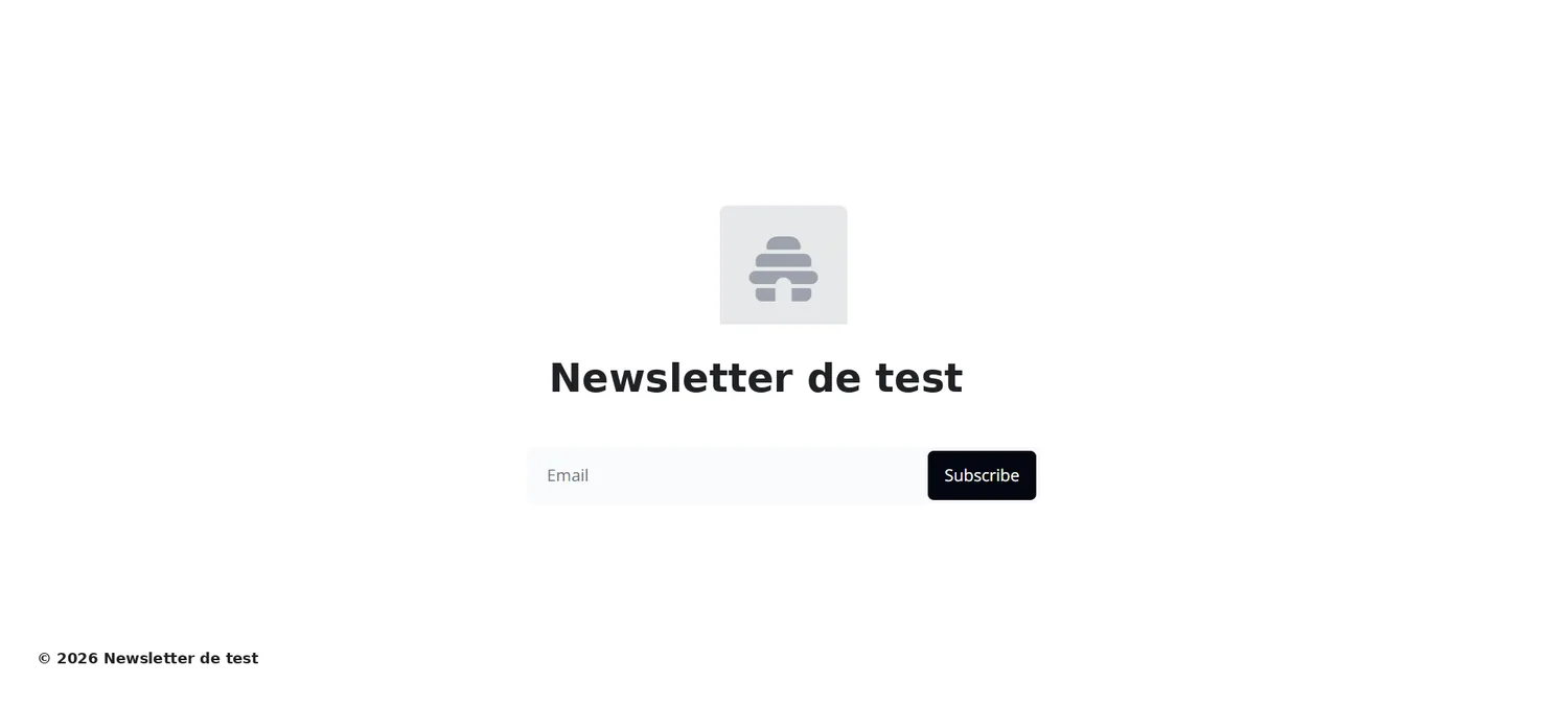 Page d’inscription publique d’une newsletter Beehiiv