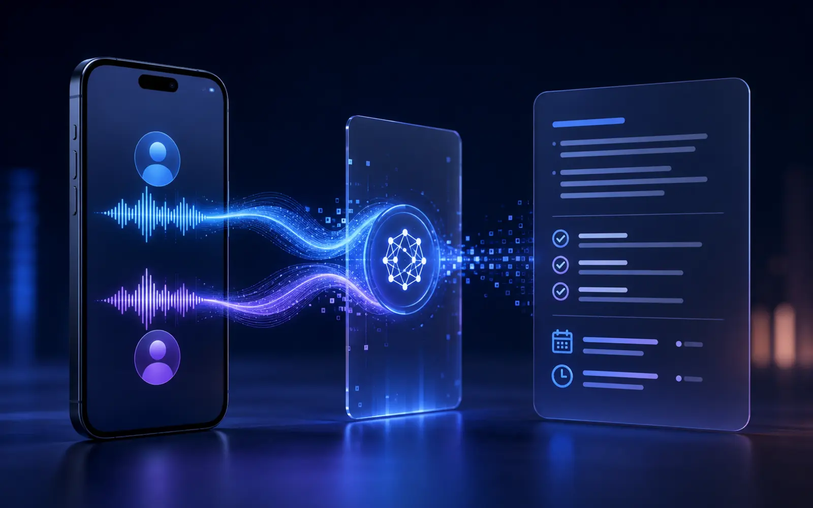 Un appel téléphonique transformé par une IA en résumé et en liste d’actions